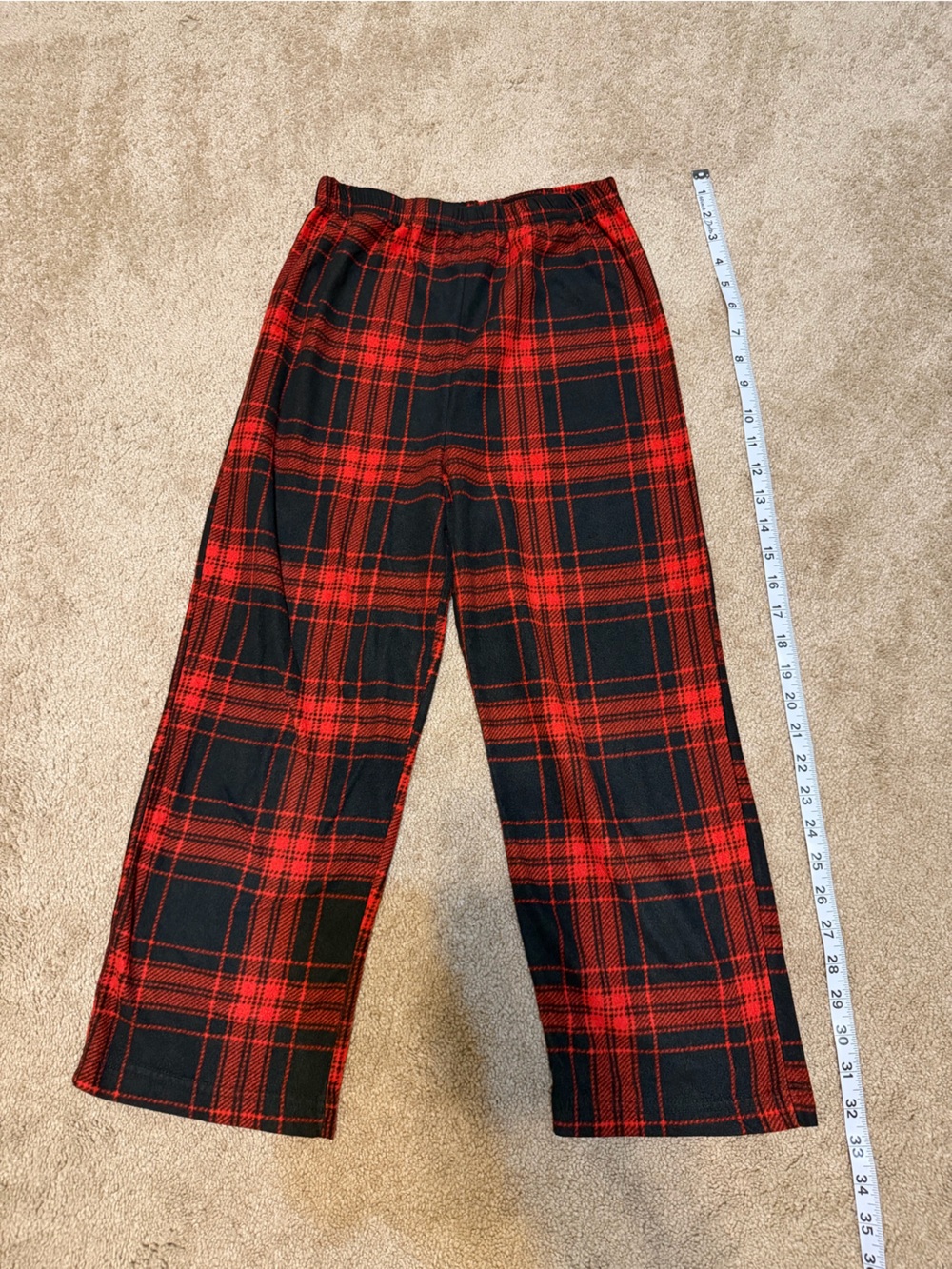Plaid Red & Black High-Waist Wide-Leg Pants